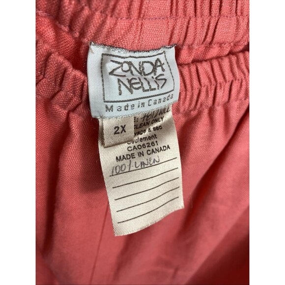 Os Zonda Nellis silk and linen Coral summer 3 piece set tunic tank pants - Picture 9 of 10